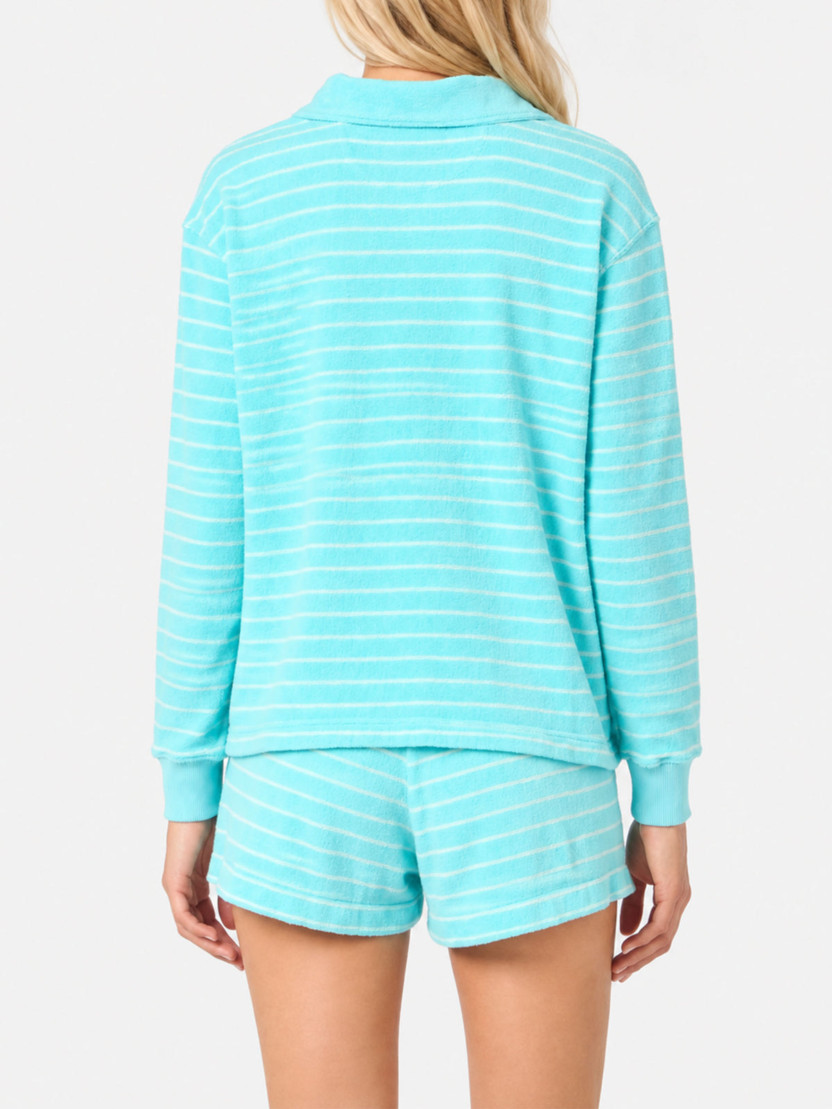 Sudadera a rayas de rizo azul claro Magda 