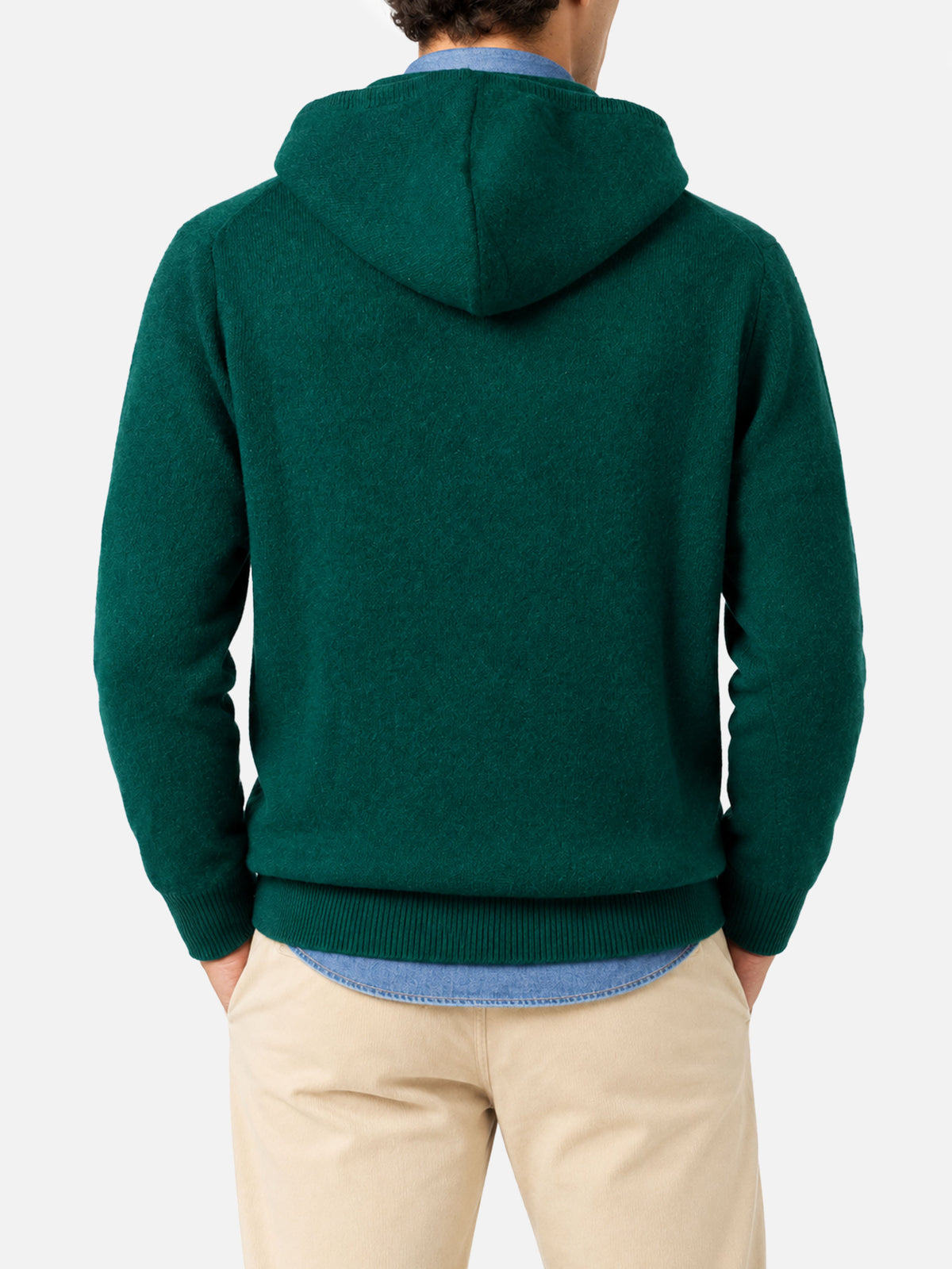 Dark green Mahony lambswool crewneck sweater with logo embroidery
