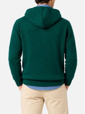 Dark green Mahony lambswool crewneck sweater with logo embroidery