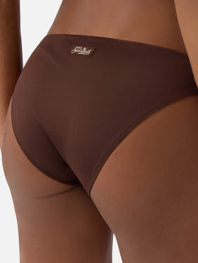 Classic Maia bikini bottoms in brown stretch fabric