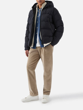 Giacca Maier imbottita con cappuccio in tessuto tecnico blu navy tinta unita