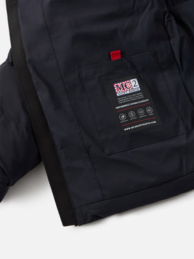 Giacca Maier imbottita con cappuccio in tessuto tecnico blu navy tinta unita