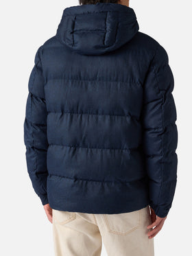 Marineblaue Steppjacke aus Flanell mit Kapuze für Herren von Maier