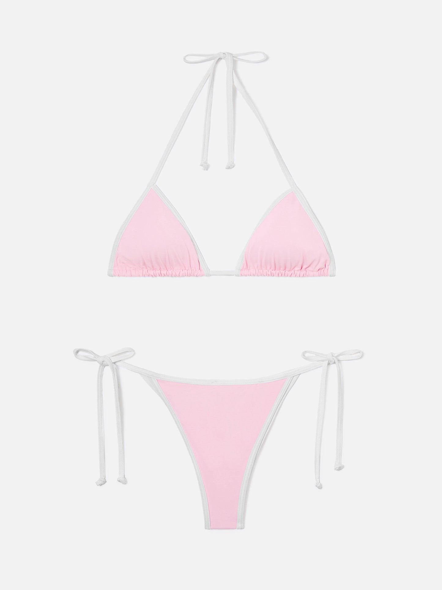 Bikini Leah Marielle rose clair et blanc avec finitions contrastées 