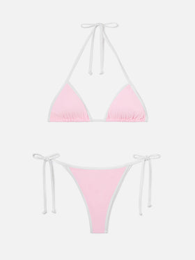 Bikini Leah Marielle rose clair et blanc avec finitions contrastées 