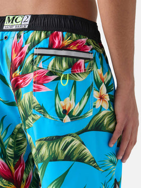 Floral print swim shorts surf style