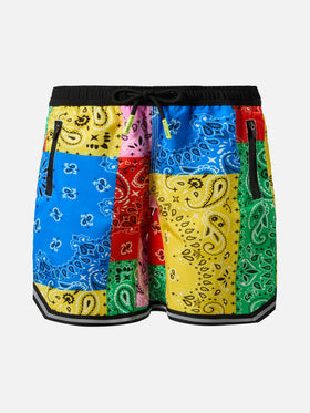 Lange Badeshorts Malibu Jr mit Bandana-Print