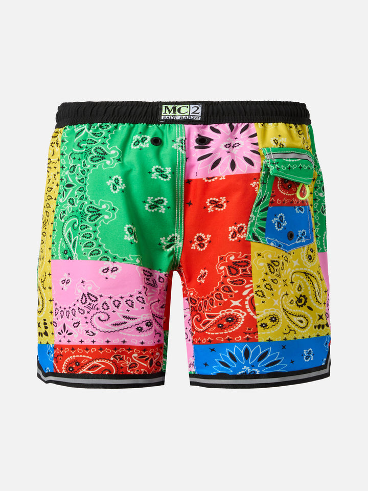Long swim shorts Malibu Jr with bandana print