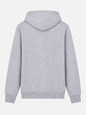Grey melange Manhattan hoodie with yellow logo embroidery