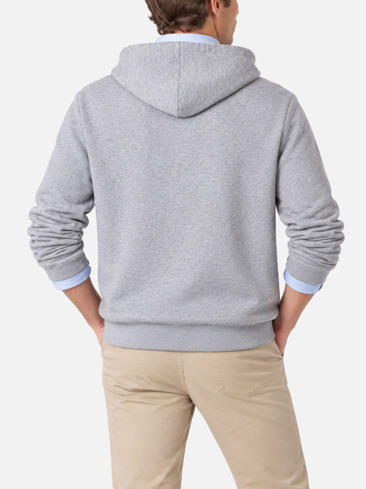 Grey melange Manhattan hoodie with yellow logo embroidery