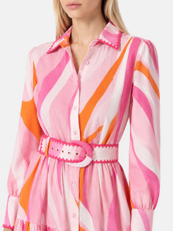 Multicolor shape wave dress Marbella with embroideries