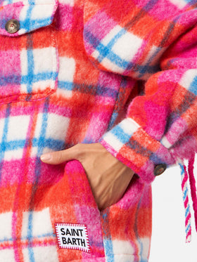 Giacca Marceline overshirt con frange tartan multicolor