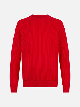 Man red ribbed sweater Marine - MC2 Saint Barth