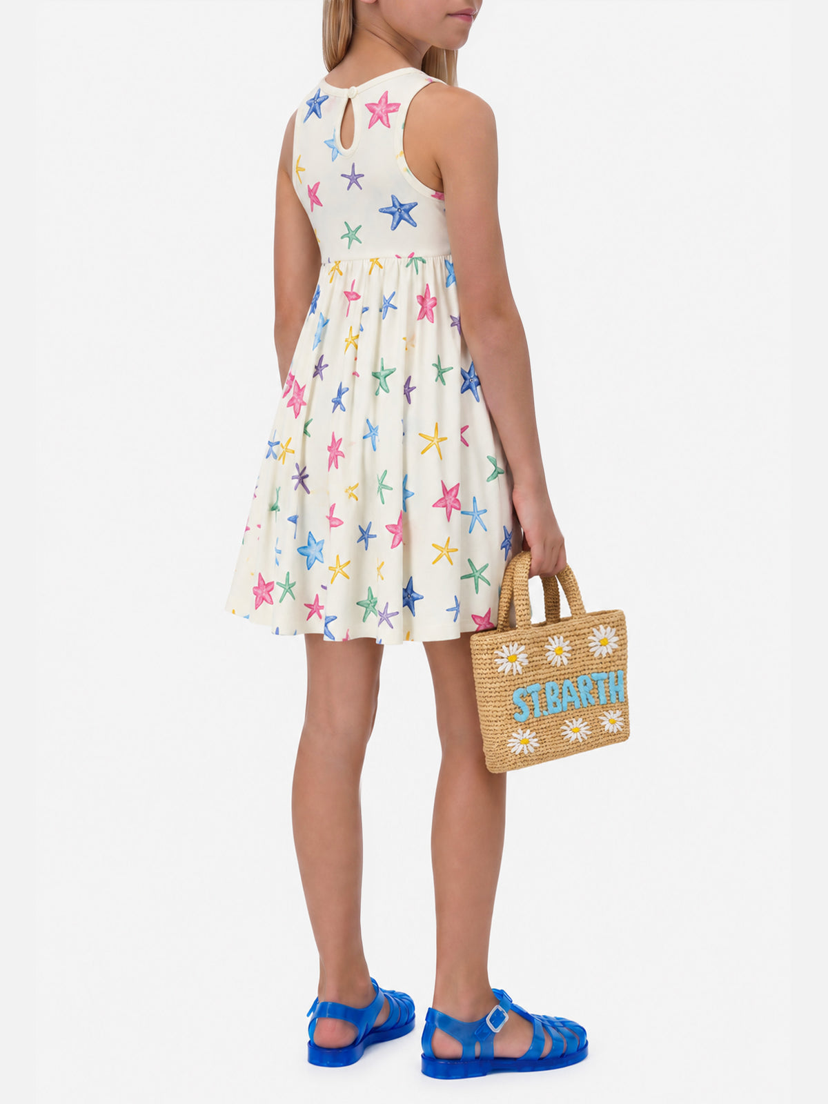 Vestido Masha de algodón orgánico puro con estampado integral de estrellas de mar 