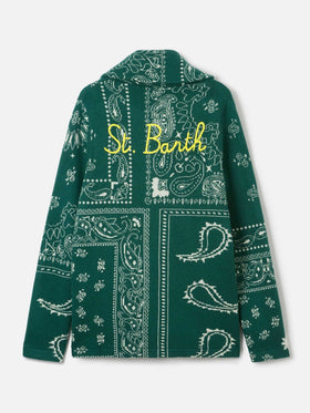 Herren-Strickjacke mit Bandana-Print