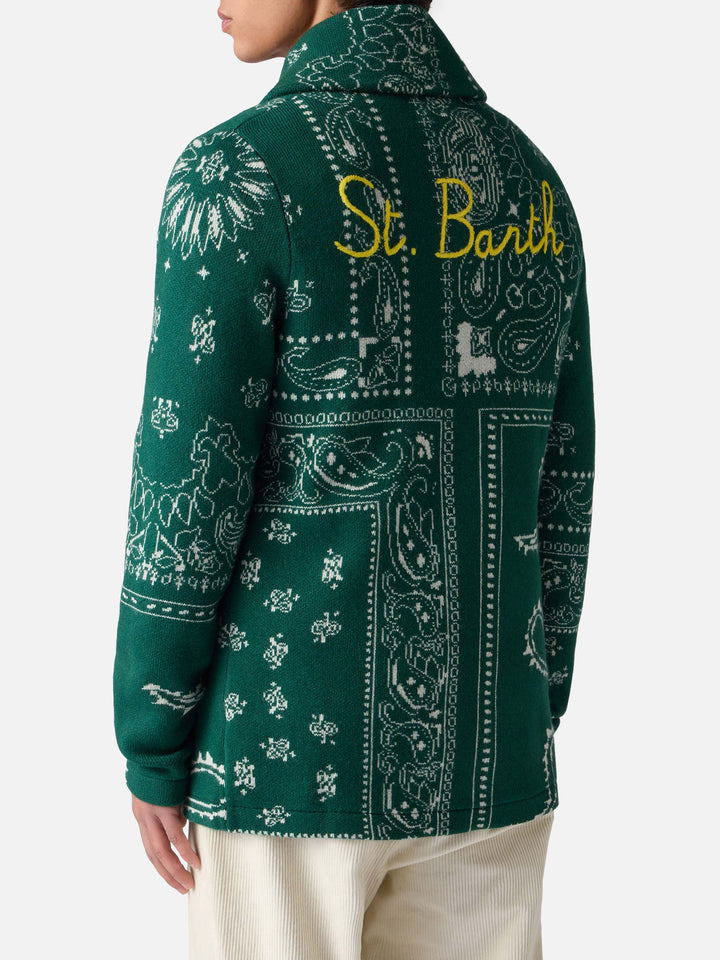 Knit jacket Max with bandana jacquard and embroidery
