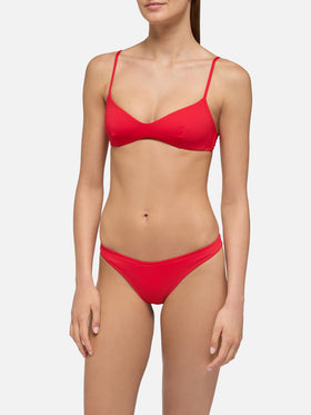 Naomi red cheeky swim briefs - May red scoop bralette top - MC2 Saint Barth