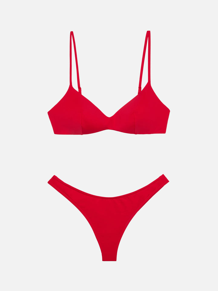 May Naomi Triangel-Bikini mit tiefem Ausschnitt in Rot 