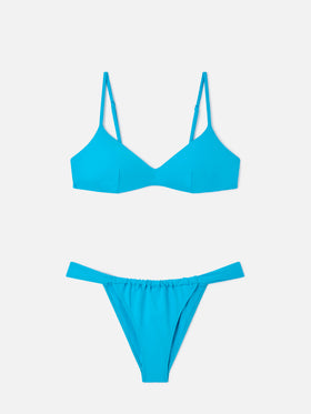 May Noelle türkiser Bralette-Bikini mit Rundhalsausschnitt 