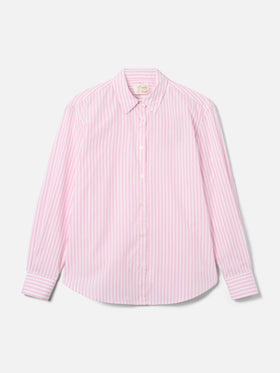 Chemise Meredith en coton à rayures roses avec broderie Saint Barth 