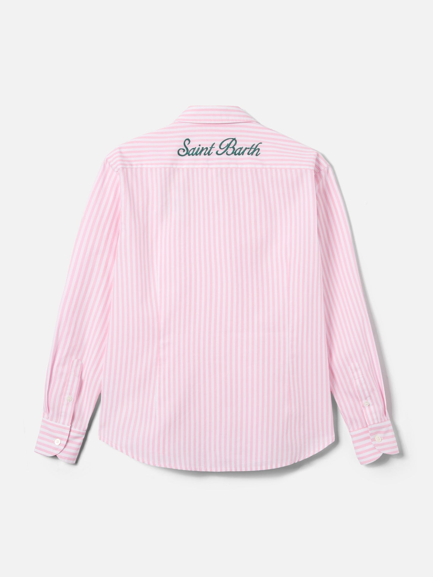 Chemise Meredith en coton à rayures roses avec broderie Saint Barth 