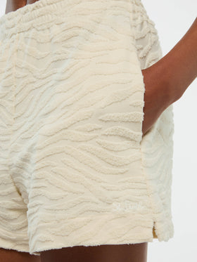 Short de plage Meave en coton éponge avec motif zébré embossé 