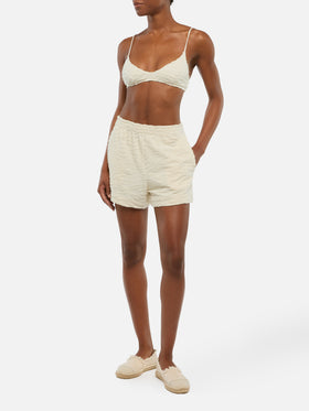 Short de plage Meave en coton éponge avec motif zébré embossé 