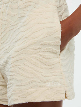Meave Shorts zum Hochziehen aus Terry-Baumwolle mit geprägtem Zebramuster 