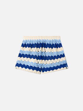 Short de crochet Meave à rayures bleues 