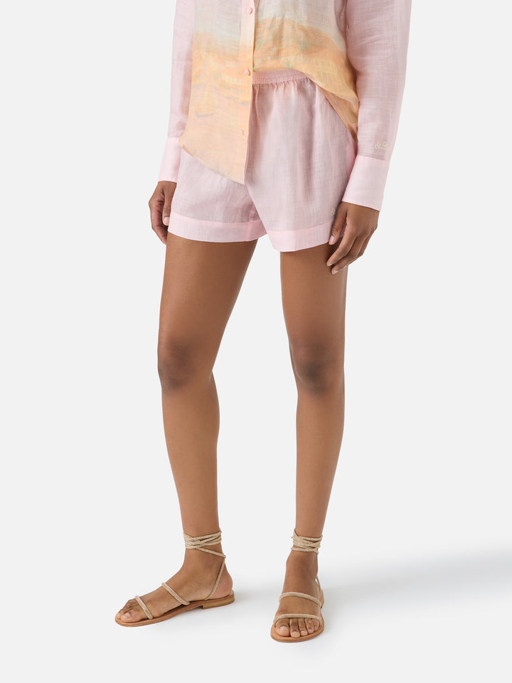 Shorts Meave de ramio con estampado sunset 