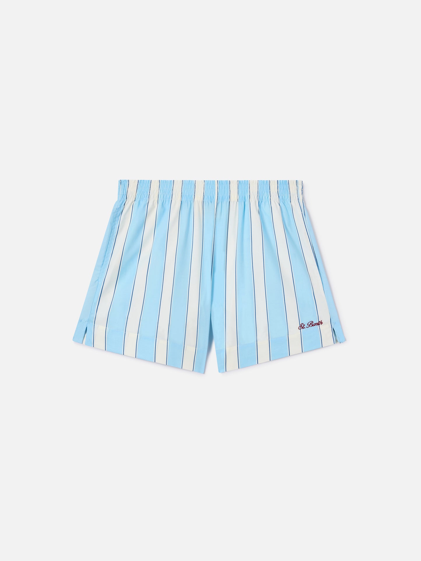 Hellblau gestreifte Meave Shorts aus Baumwolle 