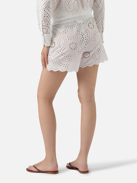 White Meave broderie anglaise shorts