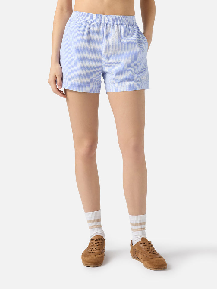 Short en seersucker rayé bleu clair Meave 