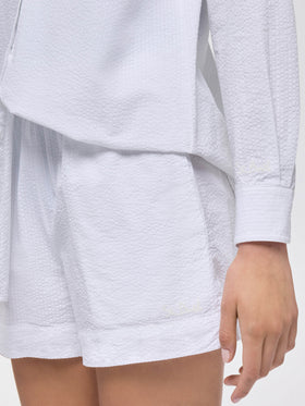Meave white seersucker cotton pull-up shorts - MC2 Saint Barth