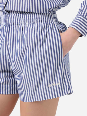 Shorts Meave in popeline a righe blu