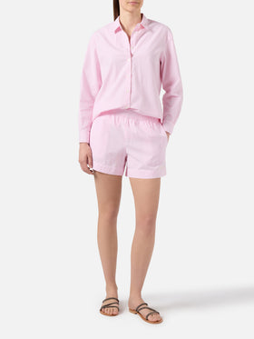 Shorts Meave in seersucker a righe rosa