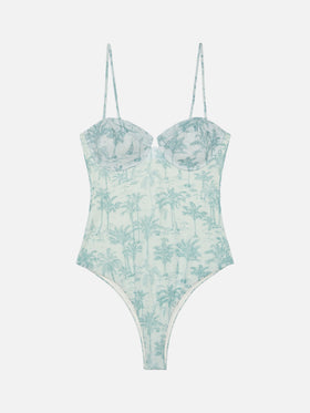 Medea lurex underwired one-piece swimsuit with toile de jouy print