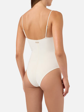 Bañador de una pieza Medea color marfil con bordado de estrella de mar 