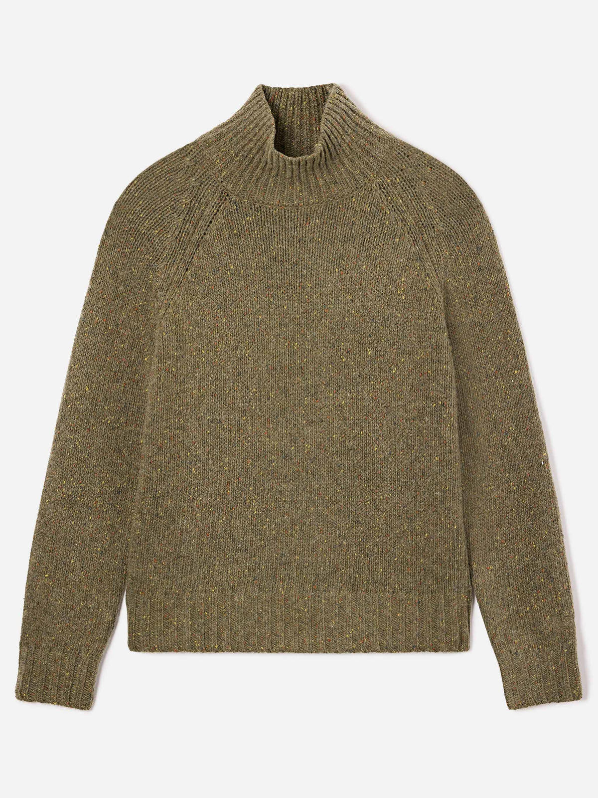 Jersey de cuello alto Meghan Donegal en mezcla de lana verde militar 