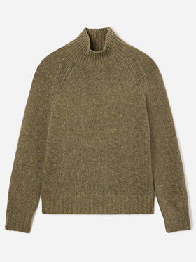 Jersey de cuello alto Meghan Donegal en mezcla de lana verde militar 