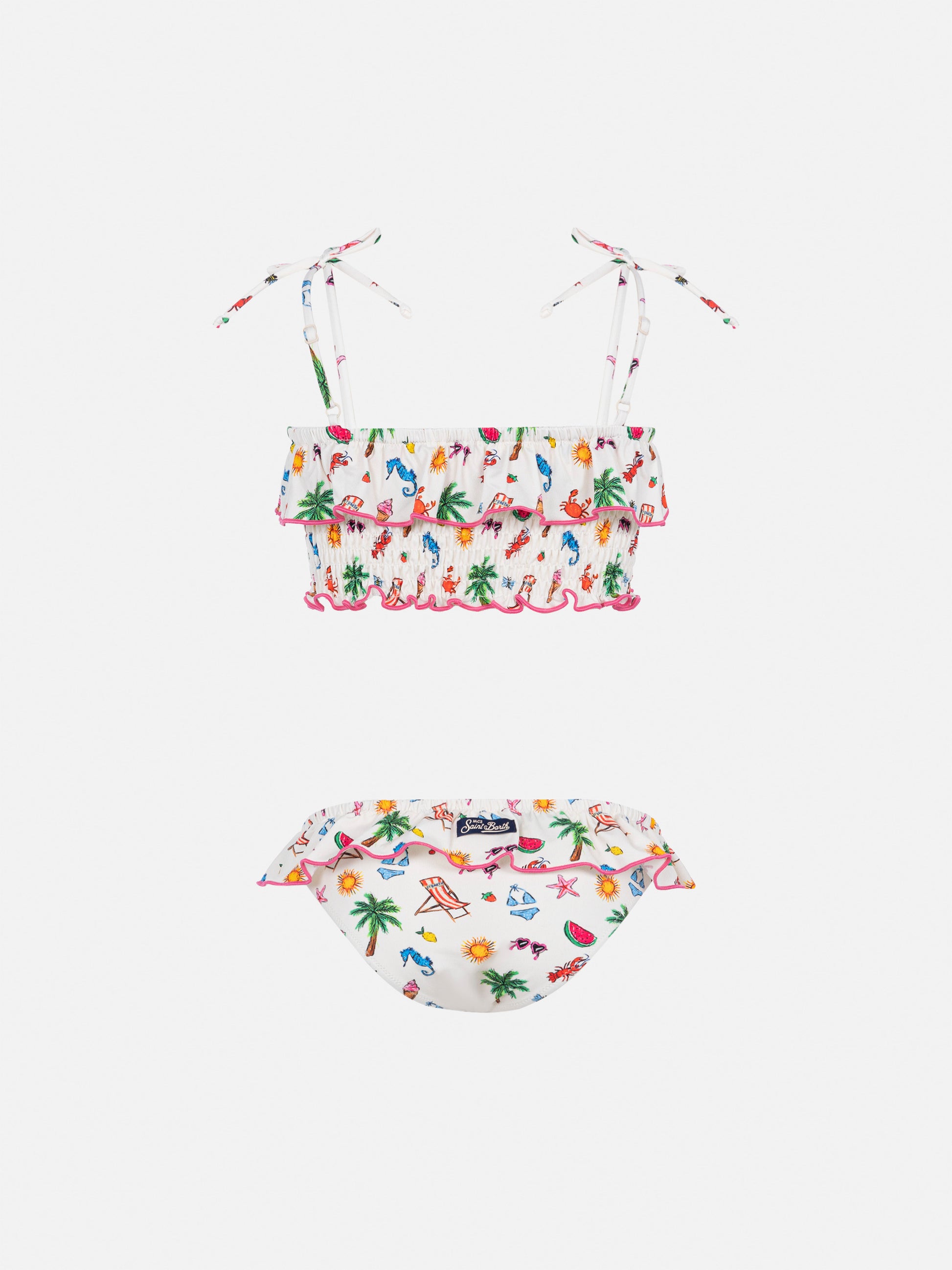 Melie smocked point embroidery bikini with ruffle - MC2 Saint Barth