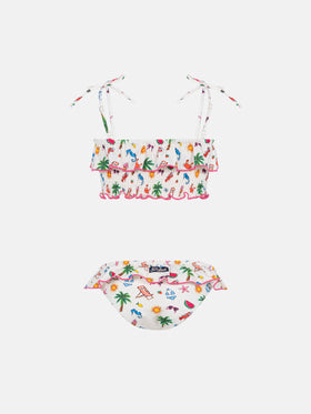 Melie smocked point embroidery bikini with ruffle - MC2 Saint Barth