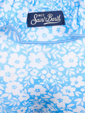 Girl ruffled swim briefs Melly with flower print - MC2 Saint Barth