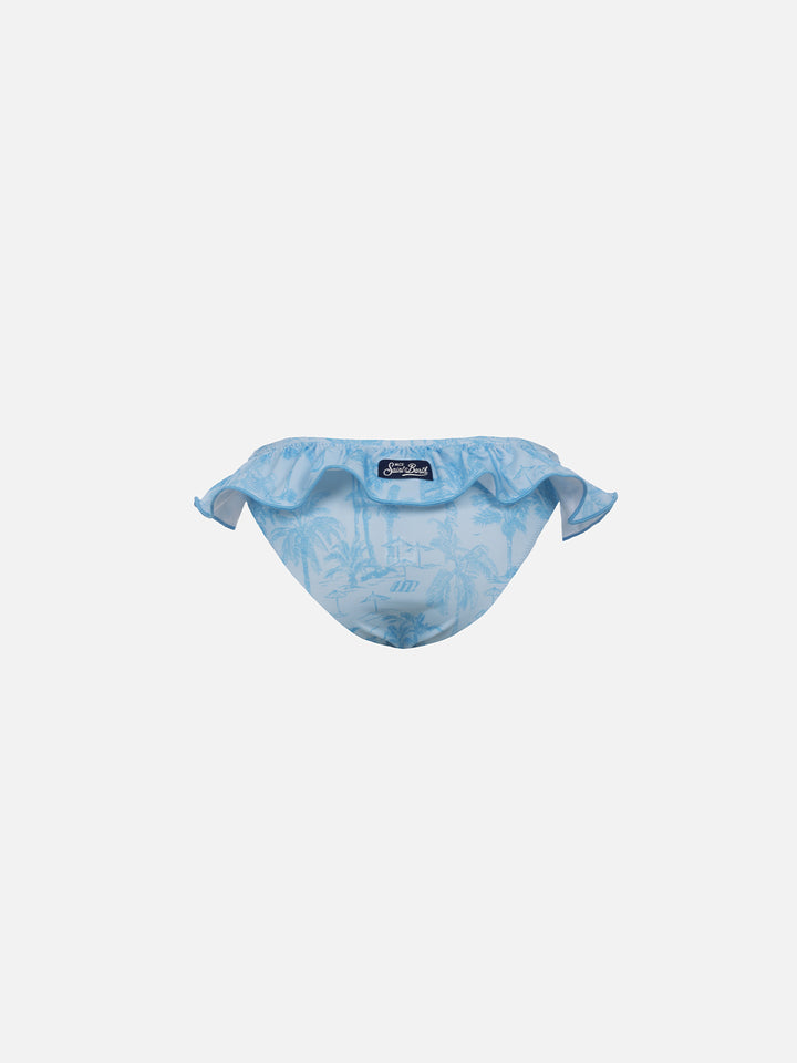 Girl ruffled swim briefs Melly with toile de jouy print - MC2 Saint Barth