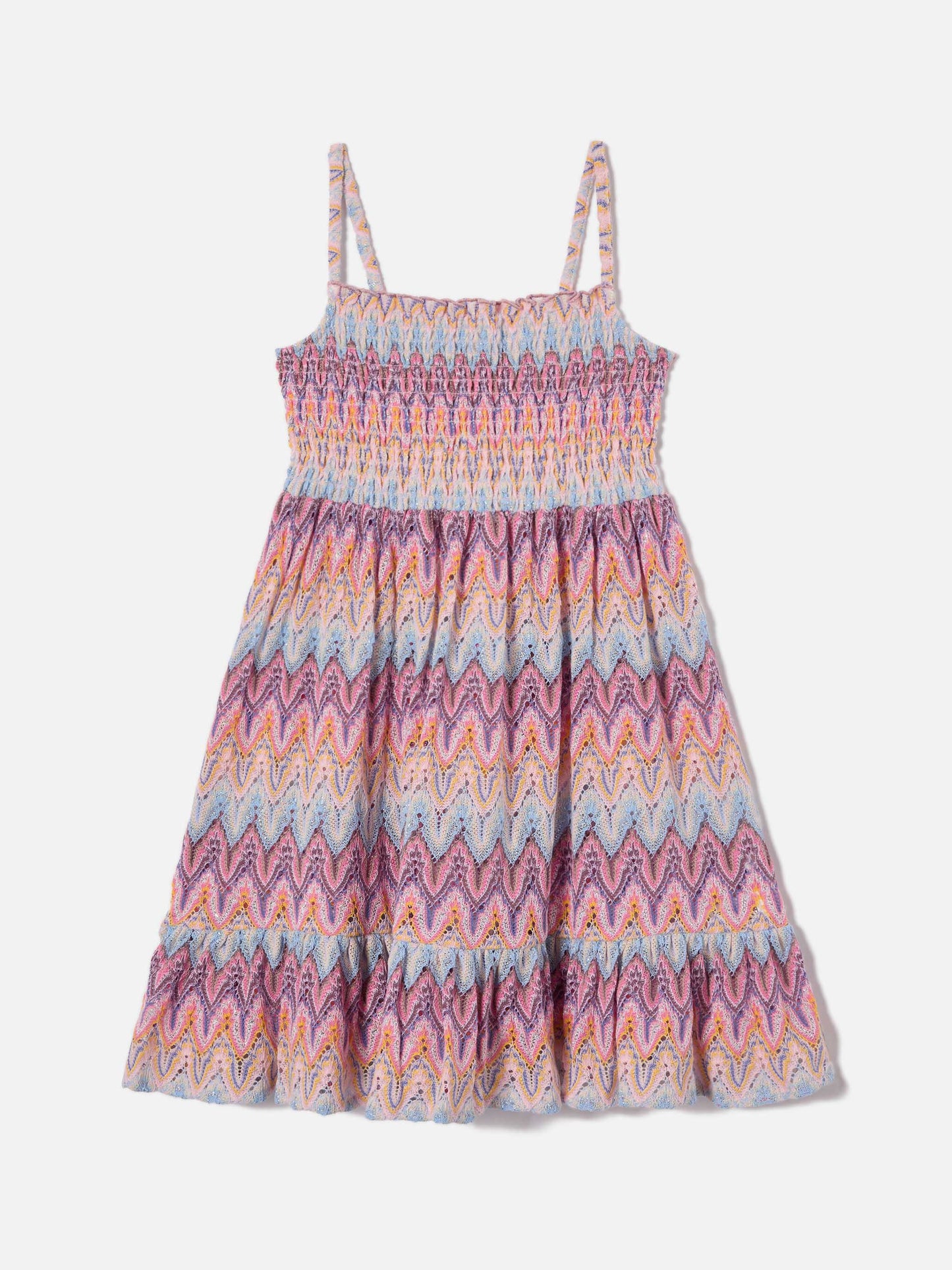 Vestido playero de punto raschel Miki con motivo de llamas en tonos pastel 