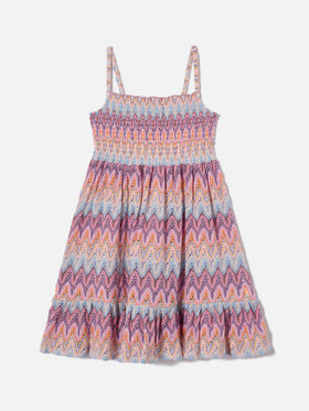 Vestido playero de punto raschel Miki con motivo de llamas en tonos pastel 