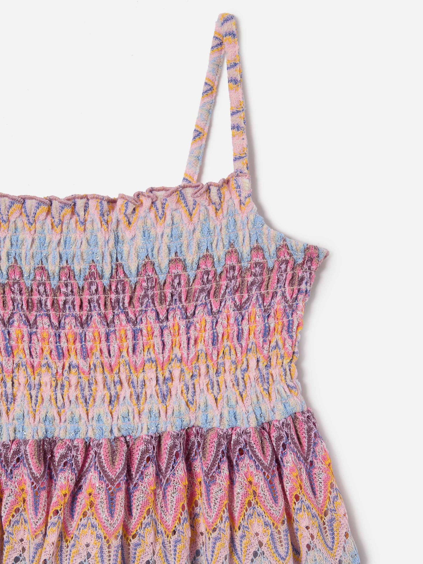Vestido playero de punto raschel Miki con motivo de llamas en tonos pastel 