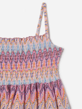 Vestido playero de punto raschel Miki con motivo de llamas en tonos pastel 