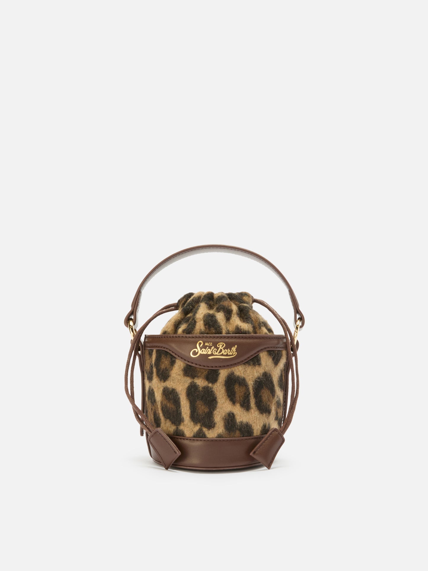 Mila Tweed Bucket Bag aus Tweed mit Leopardenmuster aus Wollmischung