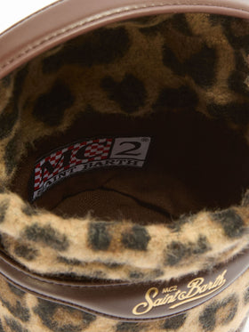 Mila Tweed Bucket Bag aus Tweed mit Leopardenmuster aus Wollmischung
